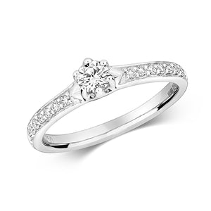 18ct White Gold Diamond Set Shoulder Ring - E Bixby Jewellers