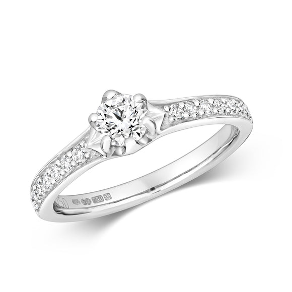 18ct White Gold Diamond Ring  Set Shoulders - E Bixby Jewellers