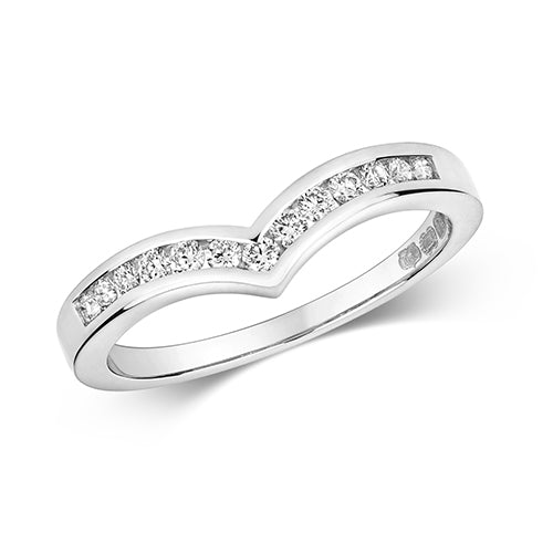 18ct White Gold Diamond Channel Set Wishbone Ring - E Bixby Jewellers