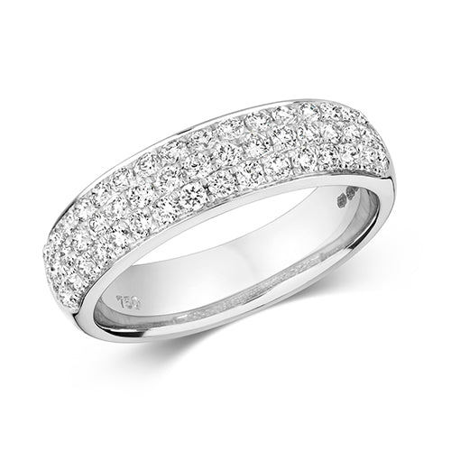 18ct White Gold Diamond 3 Row Eternity Ring - E Bixby Jewellers