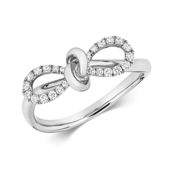 18ct White Gold Diamond  Bow Ring - E Bixby Jewellers