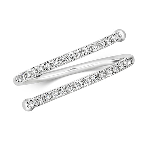 18ct White Gold Diamond Spiral Ring - E Bixby Jewellers