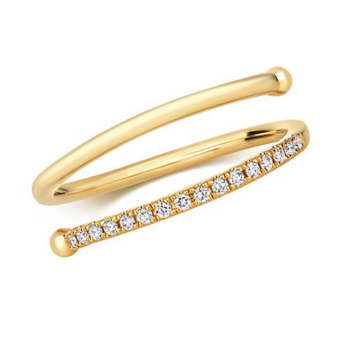 18ct Yellow Gold Diamond Spiral Ring - E Bixby Jewellers