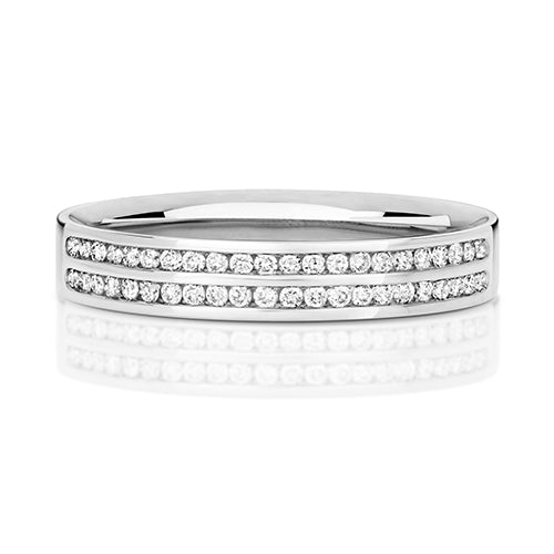 18ct White Gold Diamond 2 Row Eternity Ring - E Bixby Jewellers