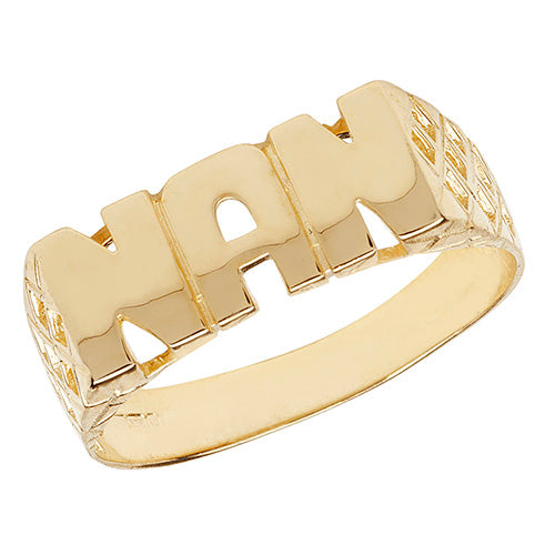 9ct Yellow Gold Ladies Basket Sides Nan Ring - E Bixby Jewellers