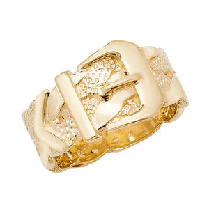 9ct Yellow Gold Mens Plaited Buckle Ring - E Bixby Jewellers