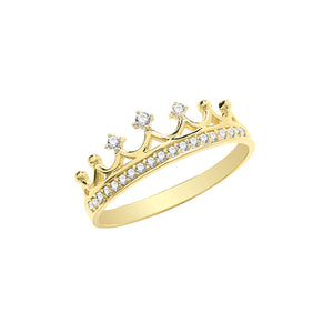 9ct Yellow Gold Ladies CZ Crown Ring - E Bixby Jewellers