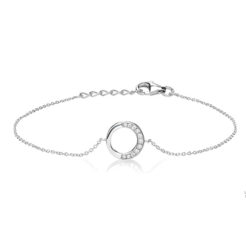 Silver Open Circle a Half Cz Bracelet - E Bixby Jewellers