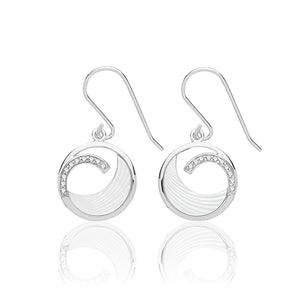 Silver Mother Of Pearl & Cz Earrings Drop Earrings - E Bixby Jewellers