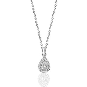 Silver Bezel Pear Shape Pendant  + 18" Chain - E Bixby Jewellers