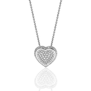 Silver Heart Pave Set Cz Pendant +18" Chain - E Bixby Jewellers