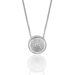 Silver Round Pave Set Pendant +18" Chain - E Bixby Jewellers