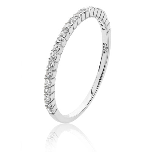 Silver Micro Set Half Eternity CZ Ring - E Bixby Jewellers