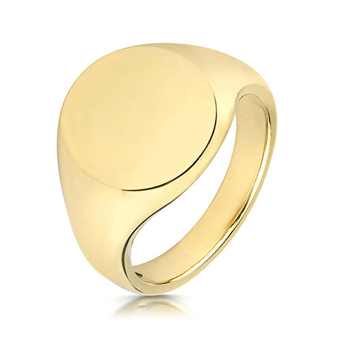 Mens 9ct Yellow Gold 16 x 13mm Medium Weight Oval Signet Ring - E Bixby Jewellers