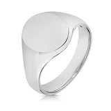 Silver Gents 12mm ×:14mm Oval Heavy Weight Plain Signet Ring - E Bixby Jewellers