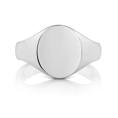 Silver Gents 12mm ×:14mm Oval Heavy Weight Plain Signet Ring - E Bixby Jewellers