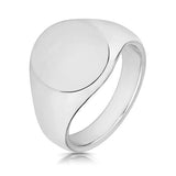 Silver Gents 16mm × 13mm Oval Heavy Weight Plain Signet Ring - E Bixby Jewellers