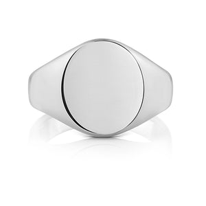 Silver Gents 16mm × 13mm Oval Heavy Weight Plain Signet Ring - E Bixby Jewellers