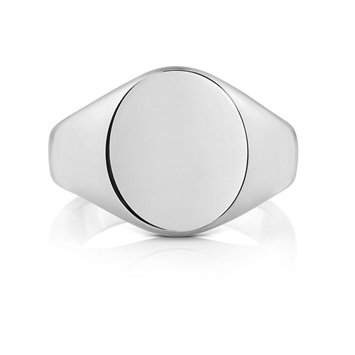 Silver Gents 16mm × 13mm Oval Heavy Weight Plain Signet Ring - E Bixby Jewellers