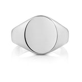 Silver Gents 16mm × 13mm Oval Heavy Weight Plain Signet Ring - E Bixby Jewellers