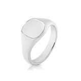 Silver Gents 9mm × 8mm Cushion Shape Heavy Weight Plain Signet Ring - E Bixby Jewellers