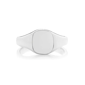 Silver Gents 9mm × 8mm Cushion Shape Heavy Weight Plain Signet Ring - E Bixby Jewellers