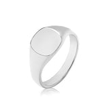 Silver Gents 9mm × 8mm Cushion Shape Medium Weight Plain Signet Ring - E Bixby Jewellers