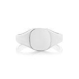 Silver Gents 9mm × 8mm Cushion Shape Medium Weight Plain Signet Ring - E Bixby Jewellers