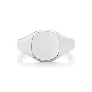 Silver Gents 11mm × 10mm Cushion Shape Heavy Weight Plain Signet Ring - E Bixby Jewellers