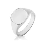 Silver Gents 12mm × 11mm Heavy Weight Cushion Shape Signet Ring - E Bixby Jewellers