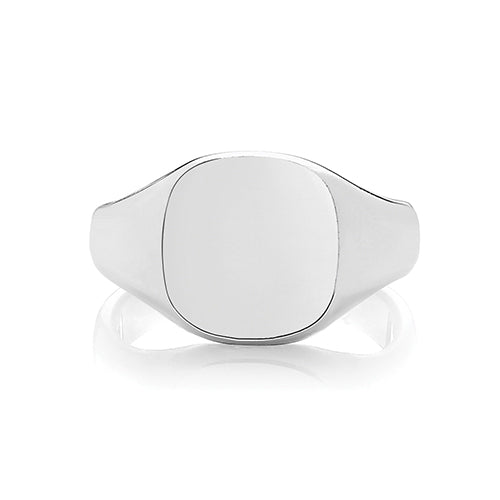 Silver Gents 12mm × 11mm Heavy Weight Cushion Shape Signet Ring - E Bixby Jewellers
