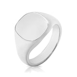 Silver Gents 14mm × 13mm Cushion Shape Medium Plain Signet Ring - E Bixby Jewellers