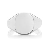 Silver Gents 14mm × 13mm Cushion Shape Medium Plain Signet Ring - E Bixby Jewellers