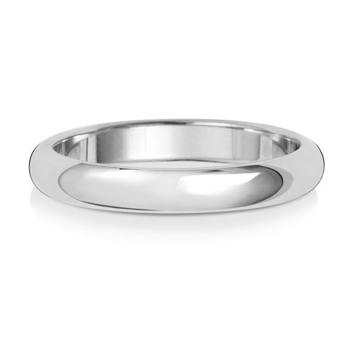 9ct White Gold D Shape Wedding Ring 3mm - E Bixby Jewellers