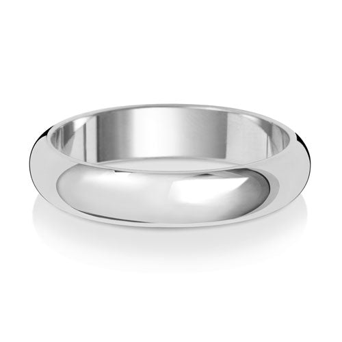 18ct White Gold D Shape 4mm Wedding Ring - E Bixby Jewellers