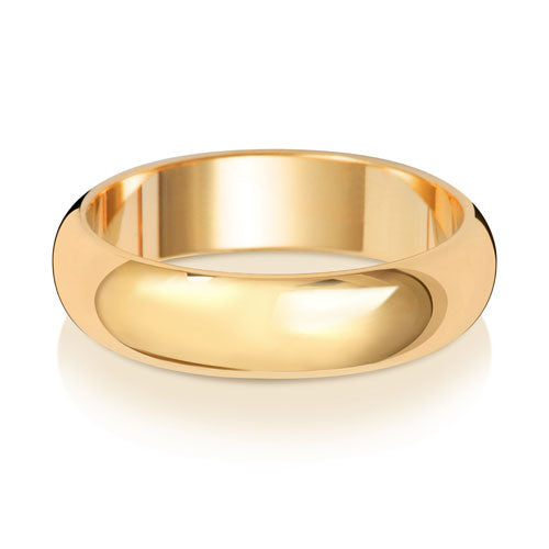 9ct Yellow Gold D Shape 5mm Wedding Ring - E Bixby Jewellers