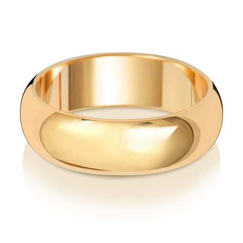 9ct Yellow Gold D Shape 6mm Wedding Ring - E Bixby Jewellers
