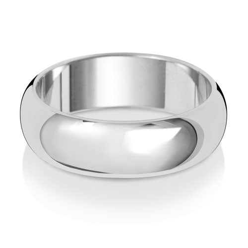18ct White Gold D Shape 6mm Wedding Ring - E Bixby Jewellers