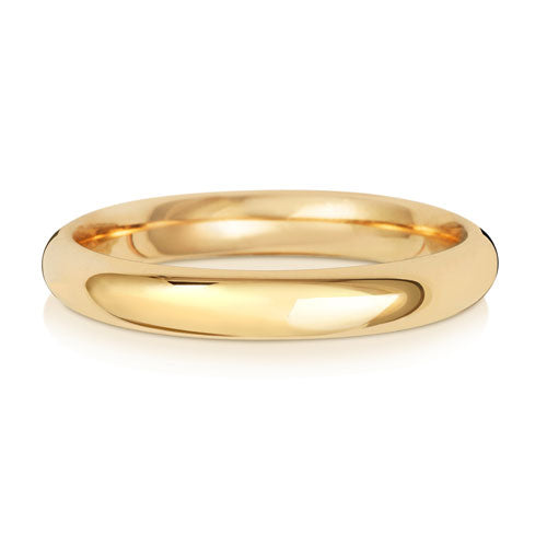 9ct Yellow Gold Traditional Court 3mm Wedding Ring - E Bixby Jewellers
