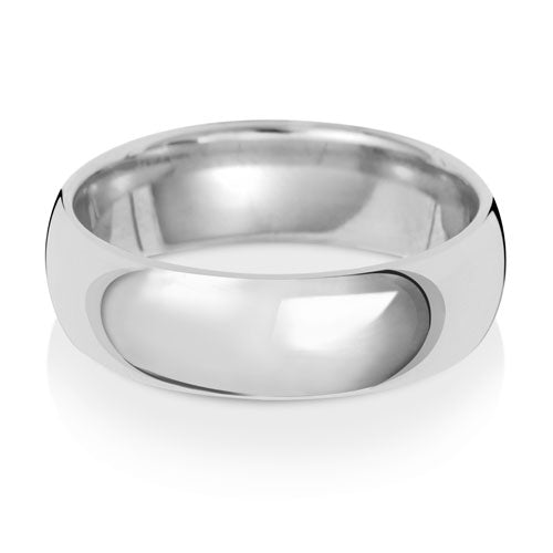 18ct White Gold Traditional Court 6mm Wedding Ring - E Bixby Jewellers