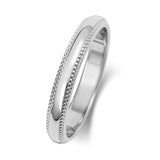 18ct White Gold D Shape 3mm Milgrain Wedding Ring - E Bixby Jewellers