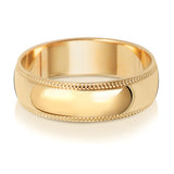 18ct Yellow Gold D Shape 6mm Milgrain Wedding Ring - E Bixby Jewellers